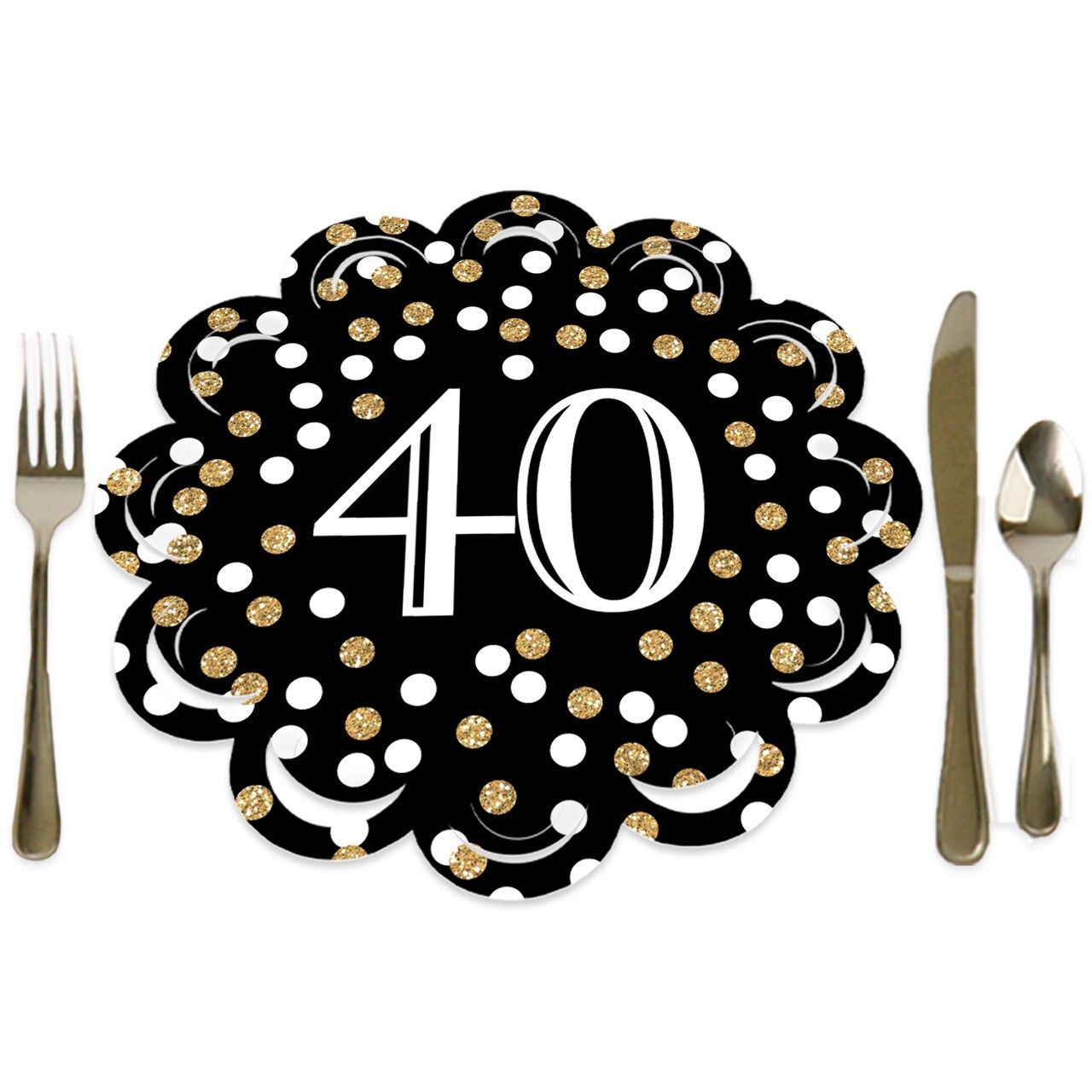 Big Dot of Happiness Adult 40th Birthday - Gold - Birthday Party Round Table Decorations - Paper Chargers - Place Setting For 12